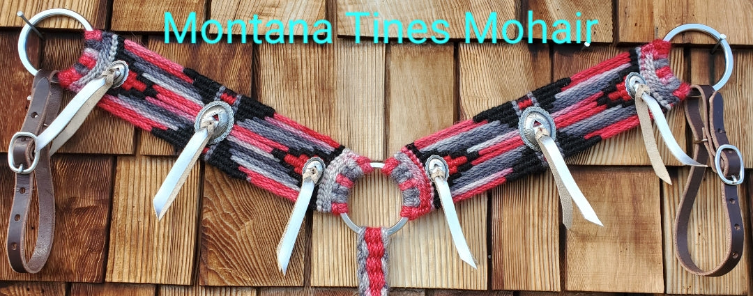 Red, leather popper breast collar.