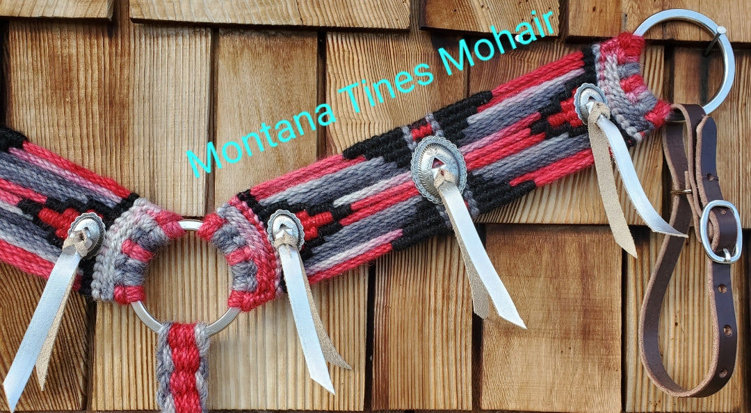 Red, leather popper breast collar.