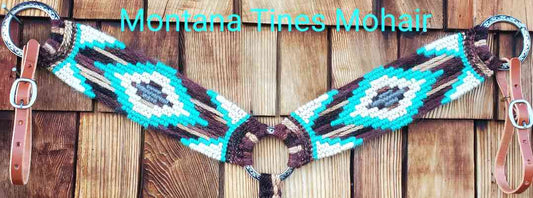 Mixed brown, aqua, natural breast collar