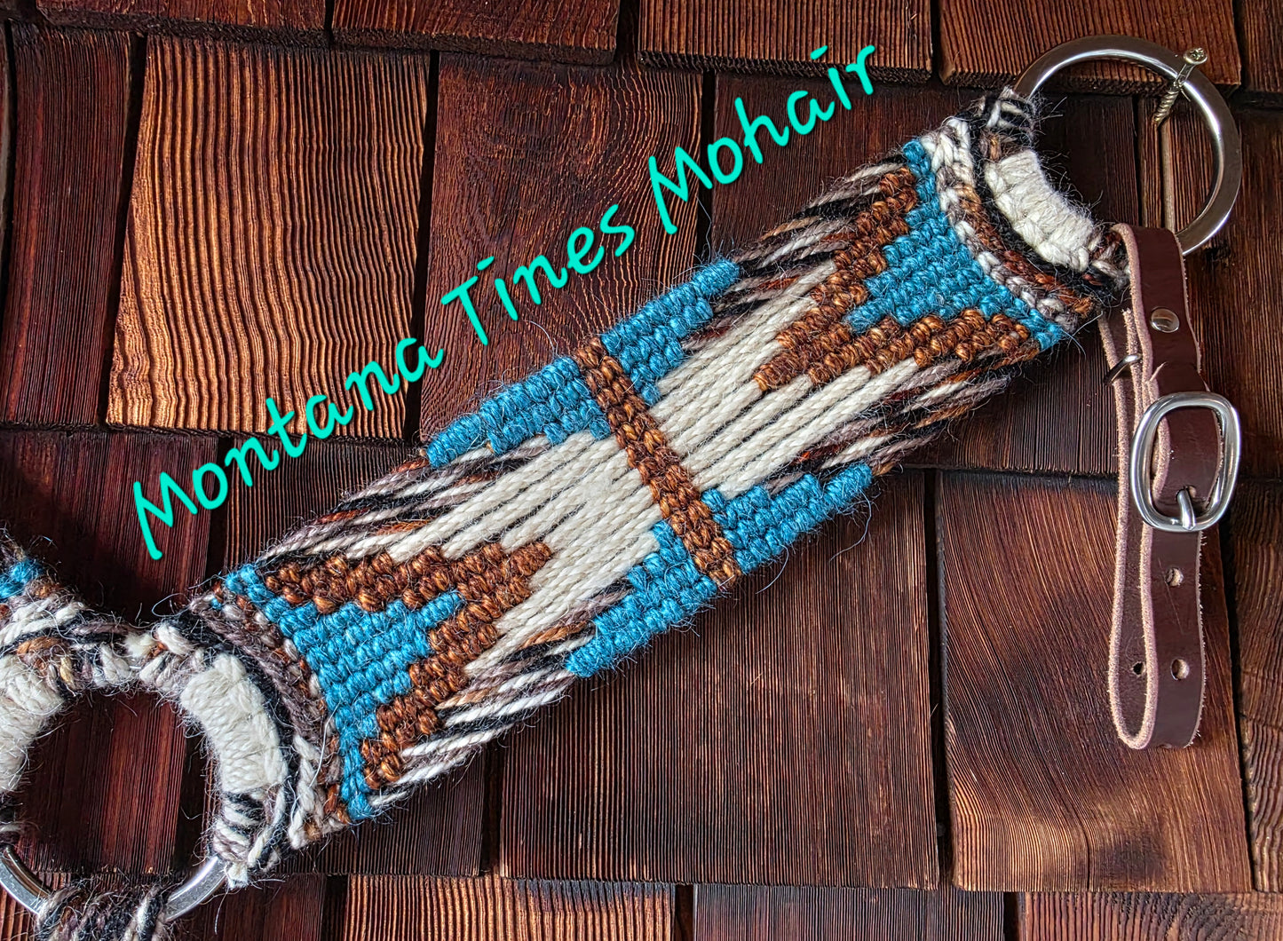 Natural and teal breast collar