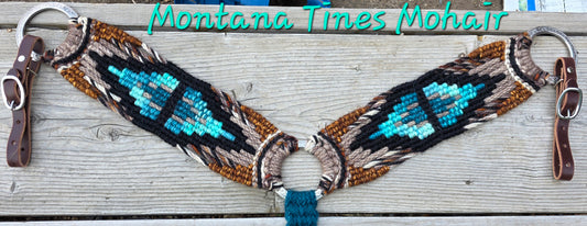 Browns and teal breast collar